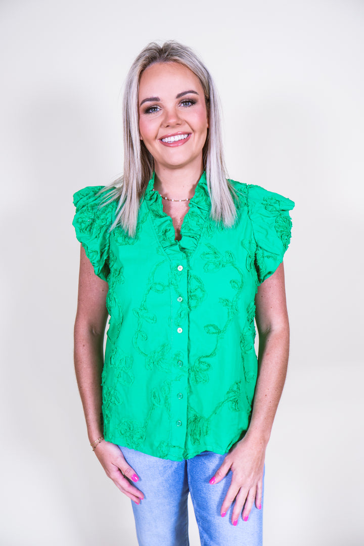 Solstice Floral Blouse - Green