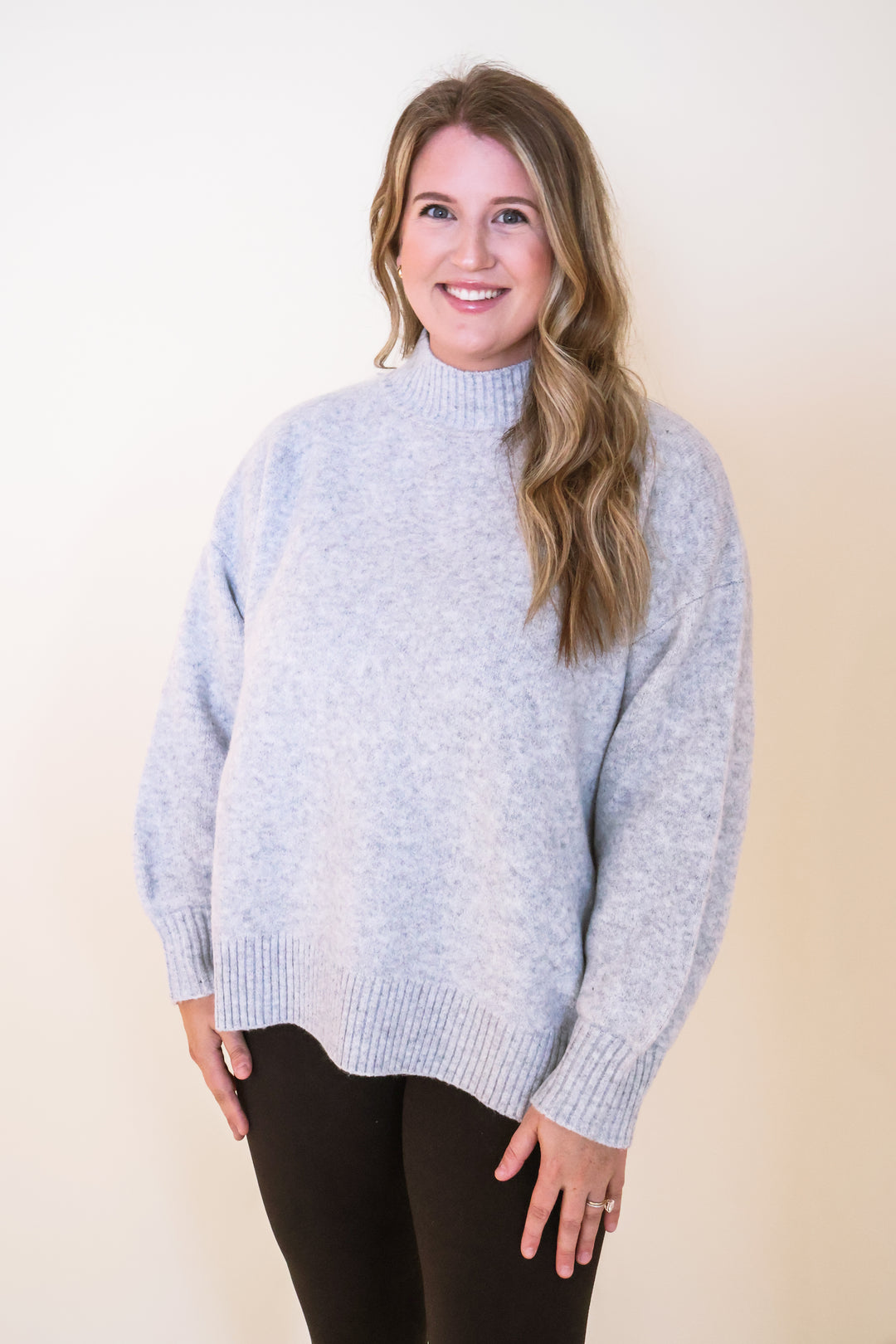 Timeless Mock Neck Sweater - H Grey