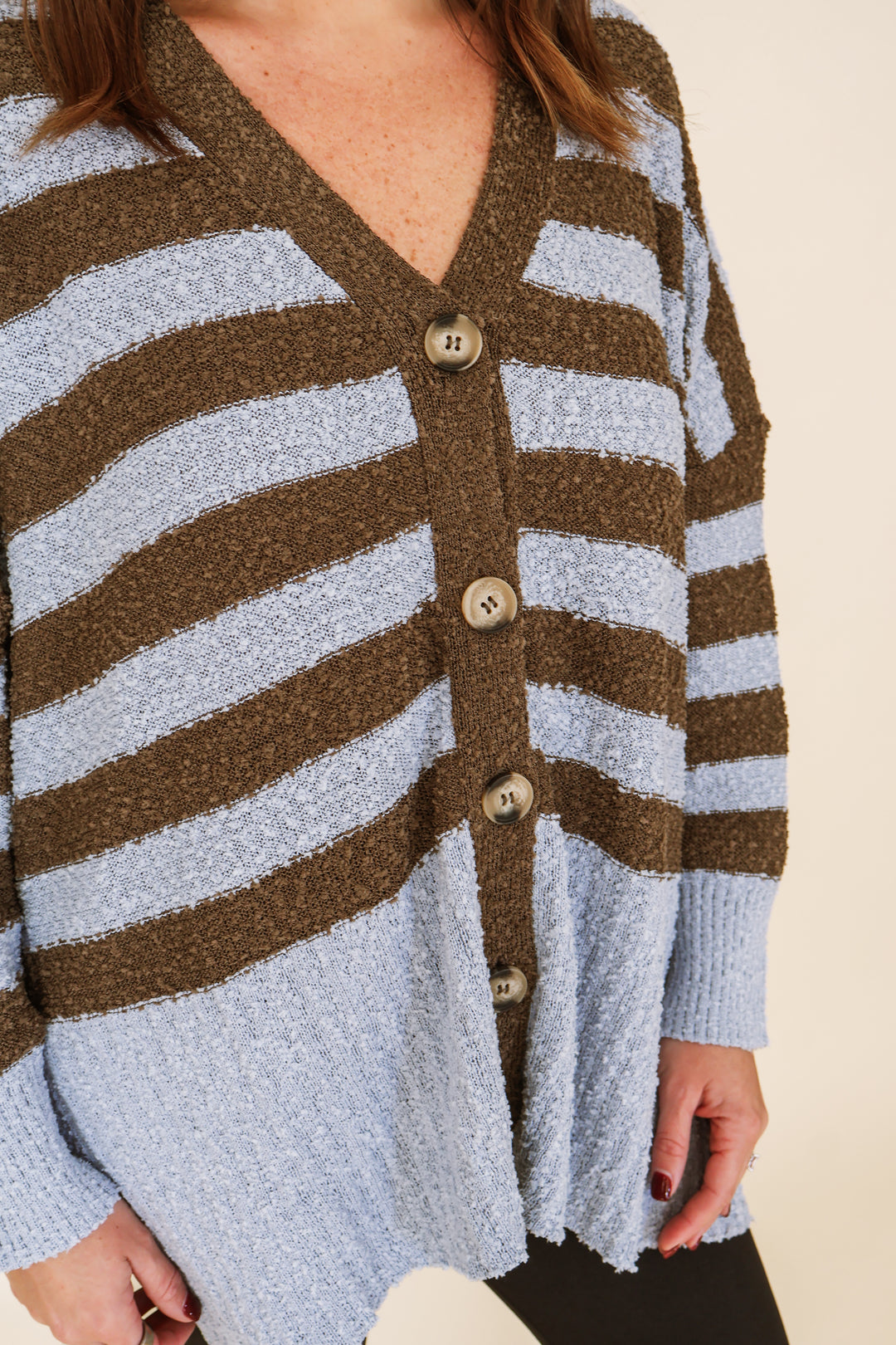 Popcorn Oversized Fit Cardigan - Blue
