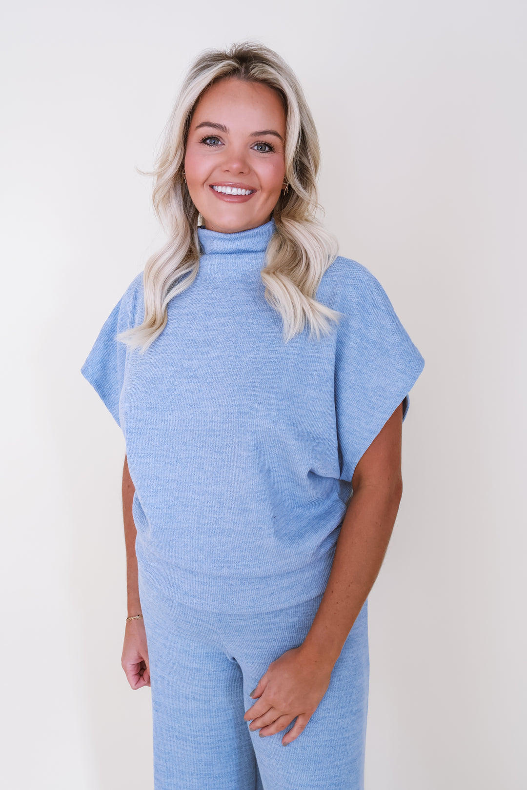 Molly Mae Mock Neck Set - Blue