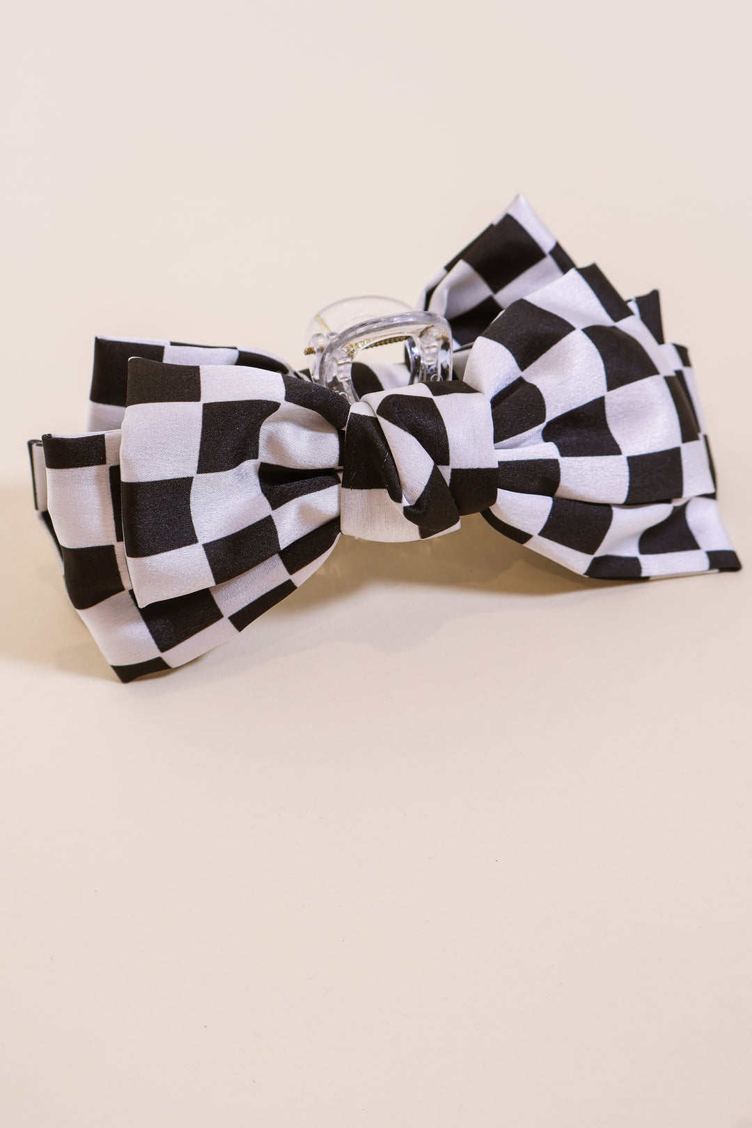 Checkered Hair Claw - Black