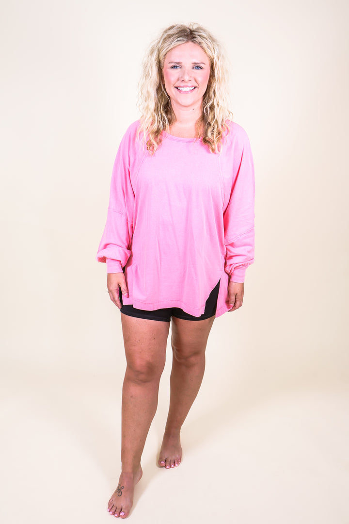 Easy Street Oversized Top - Pink