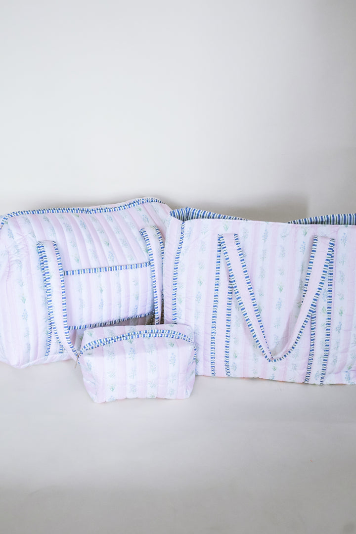 EXCLUSIVE Floral Cotton Quilted Cosmetic Bag - Pink