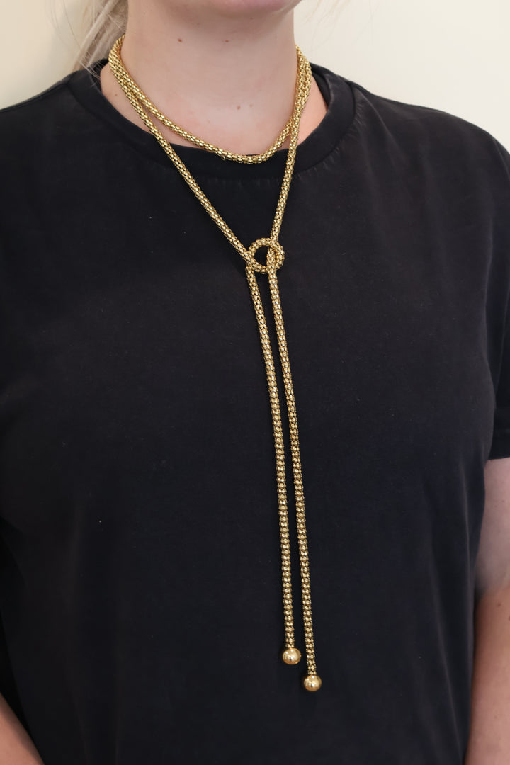 18K Gold Plated Multi-Layer Bead Wrap Necklace