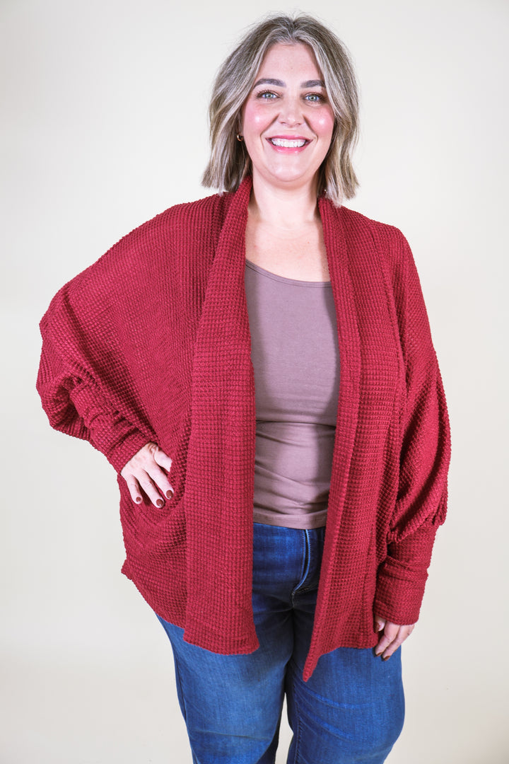 Sunset Stroll Knit Cardigan - Wine