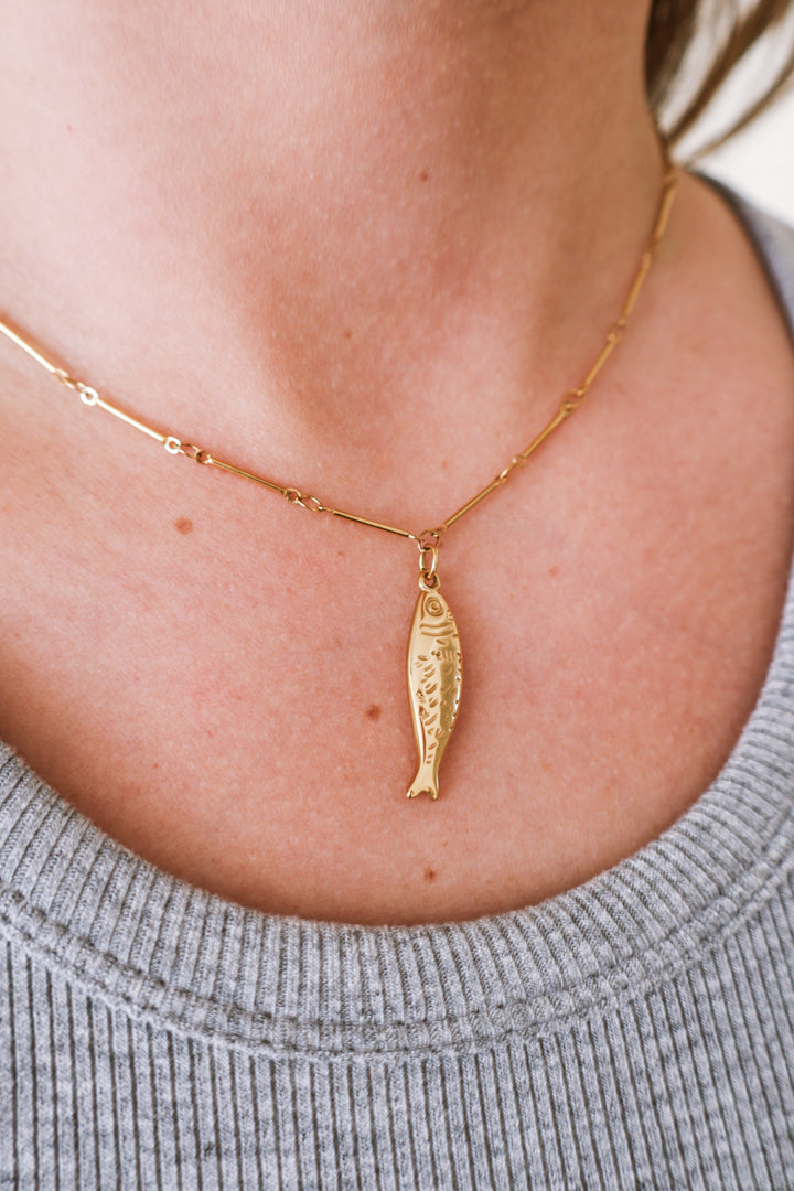 Coralie 18K Gold Non-Tarnish Fish Pendant Chain Necklace