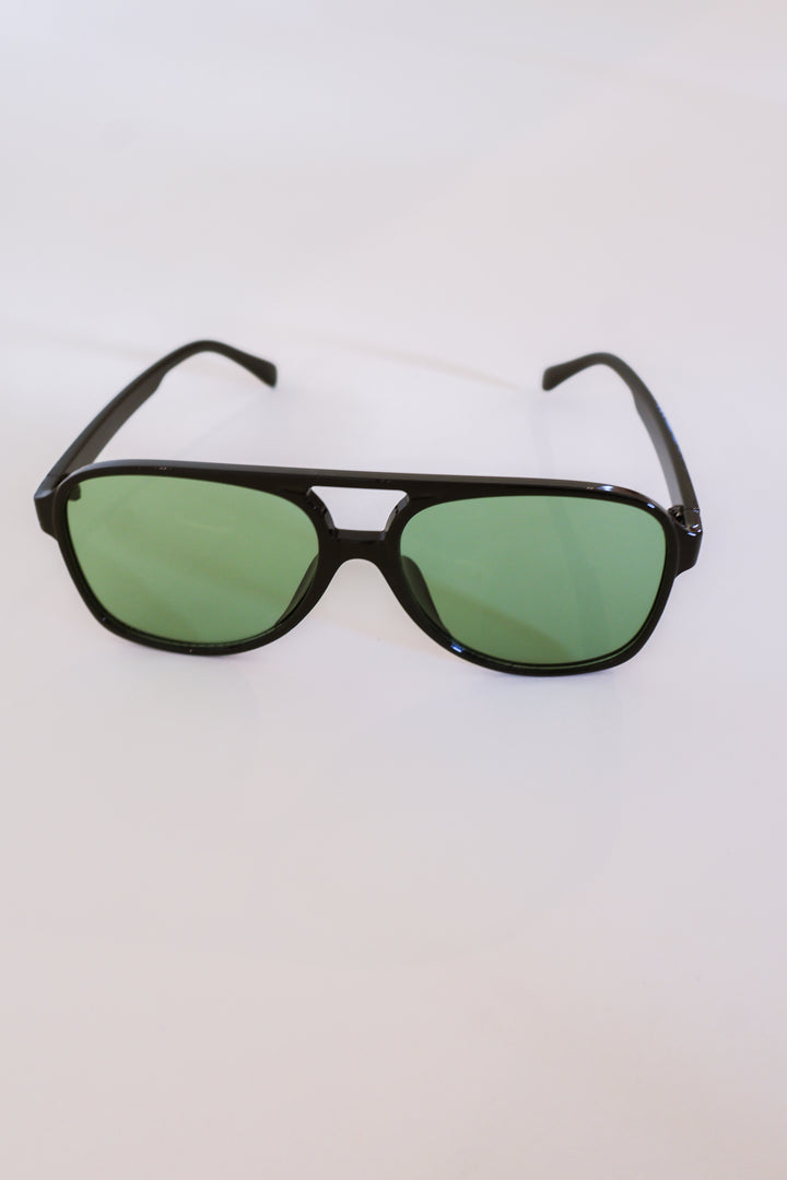 Aviation Acetate Sunglasses - Black/Green