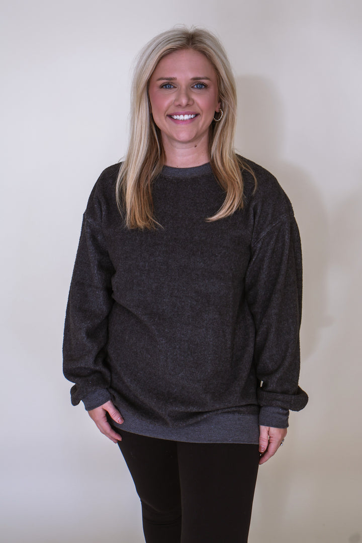 Olly Oversized Casual Sweatshirt - Charcoal