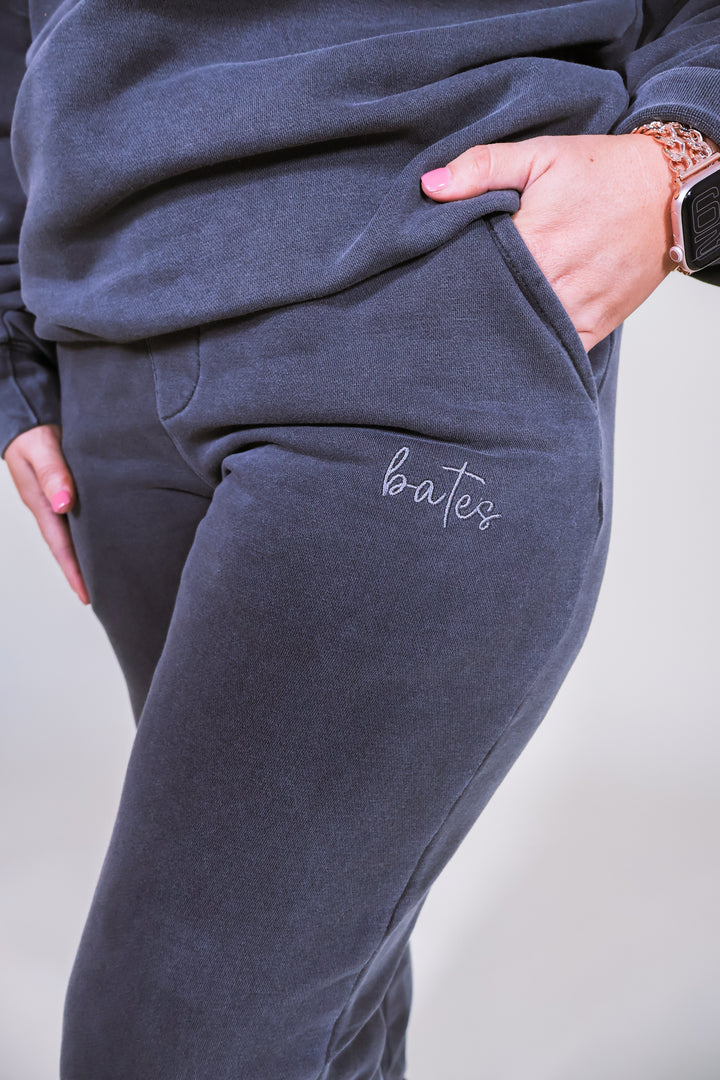 Made-to-Order Bates Embroidered Joggers - Black