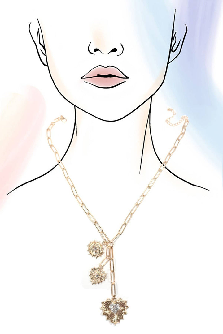 Evil Eye Sun Heart Charm Necklace - Gold