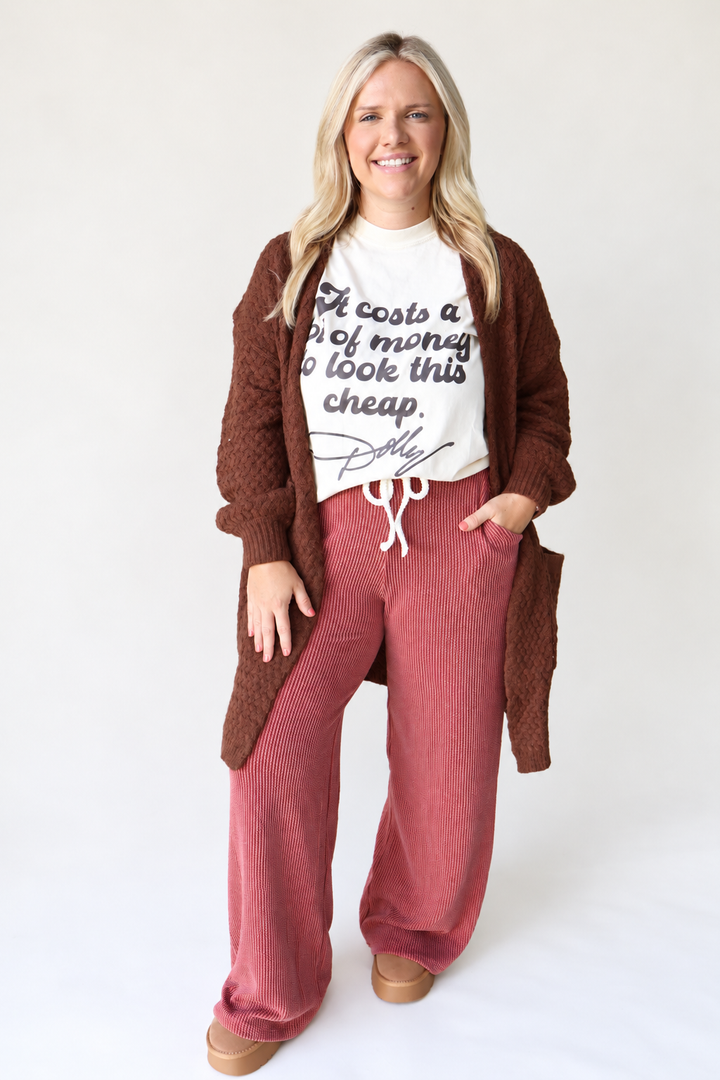Basket Weave Longline Cardigan - Mocha