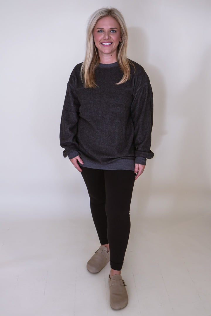 Olly Oversized Casual Sweatshirt - Charcoal