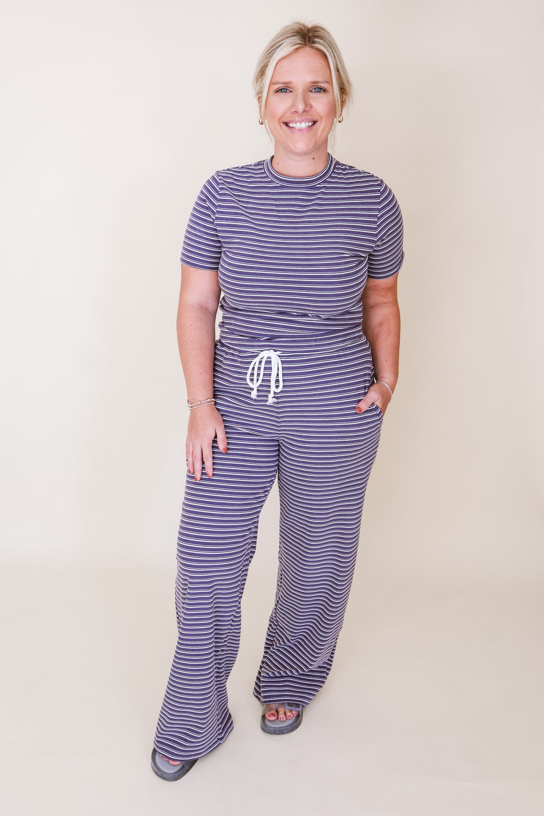 Everyday Ease Striped Lounge Set - Navy