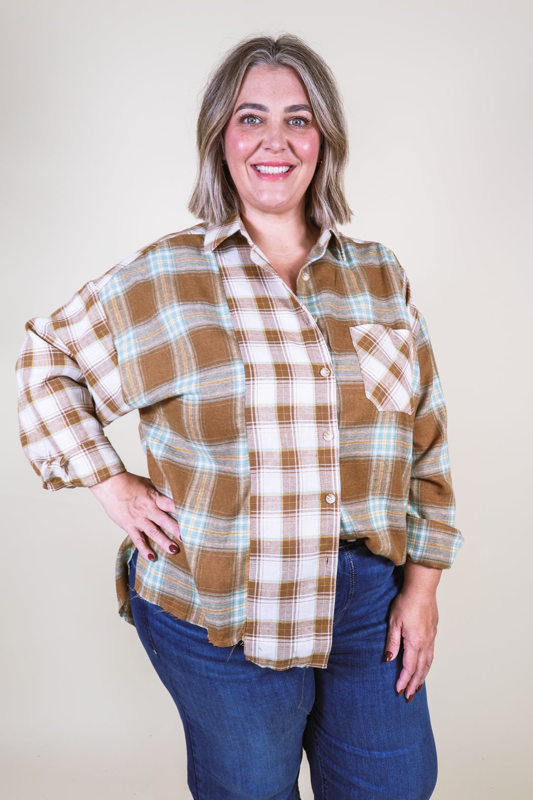 Noelle Patchwork Flannel - Brown