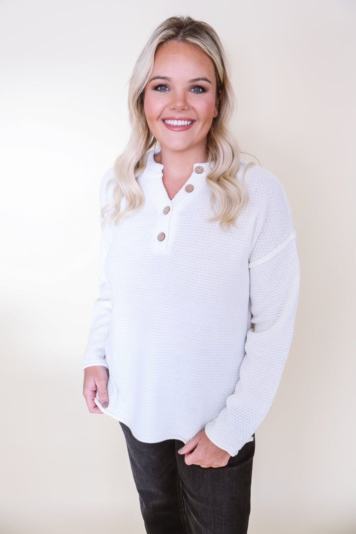 Harper Henley Sweater - Ivory