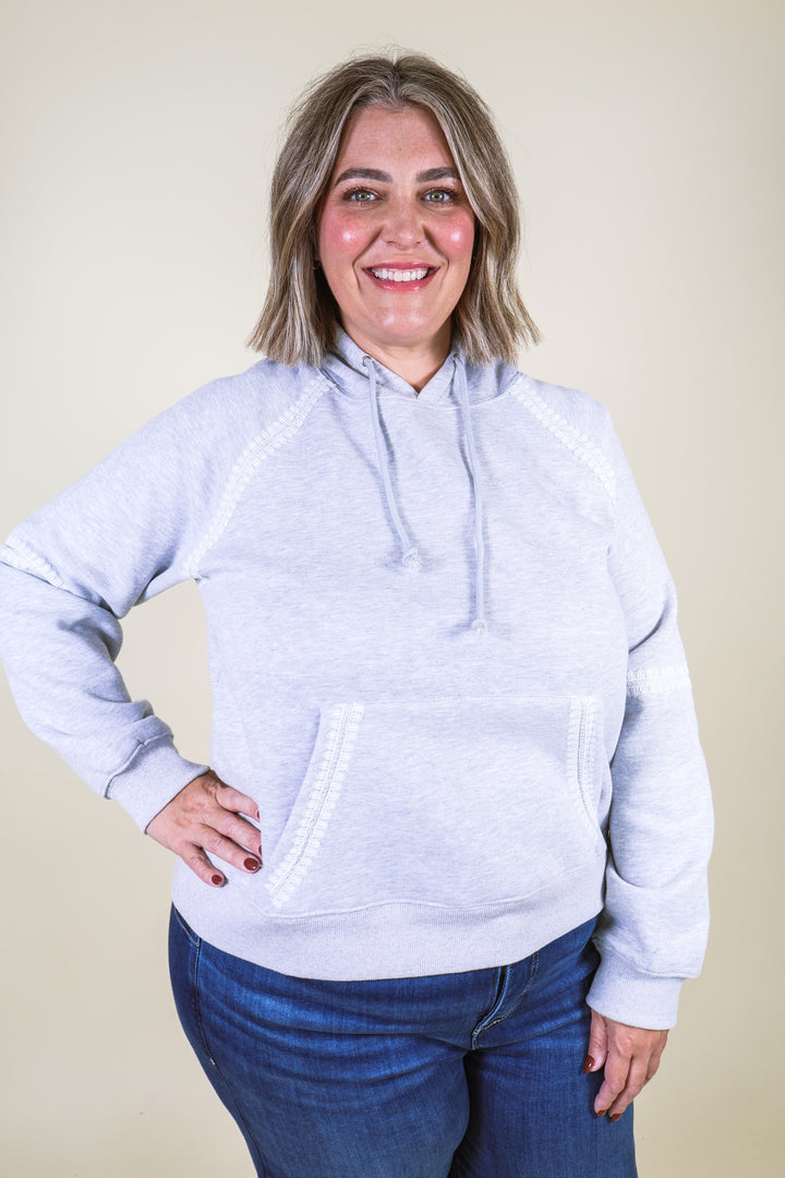 Didi Lace Trim Hoodie - Heather Grey