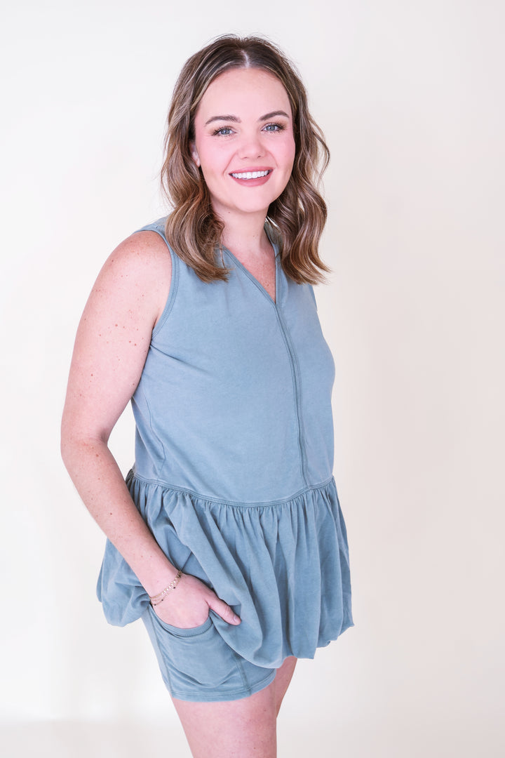 Daydream Pima Cotton Bubble Dress Set - Eldergreen