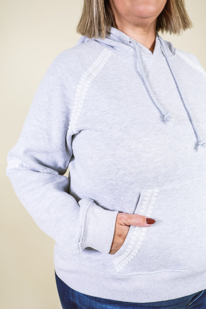 Didi Lace Trim Hoodie - Heather Grey