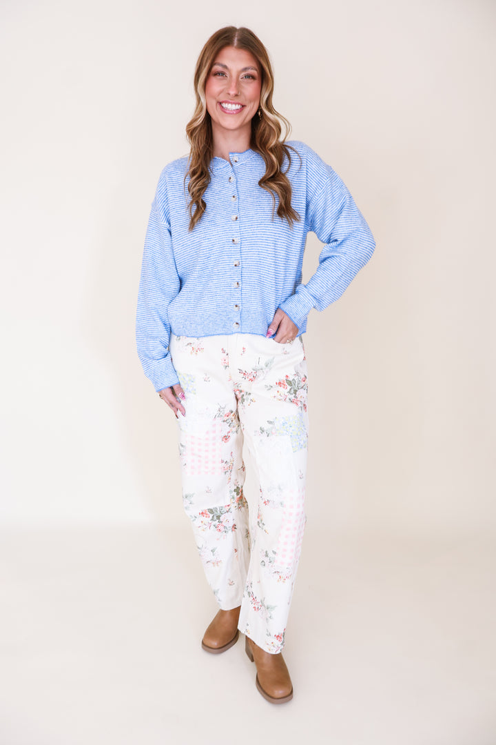 Striped Button-Up Sweater - Coastal