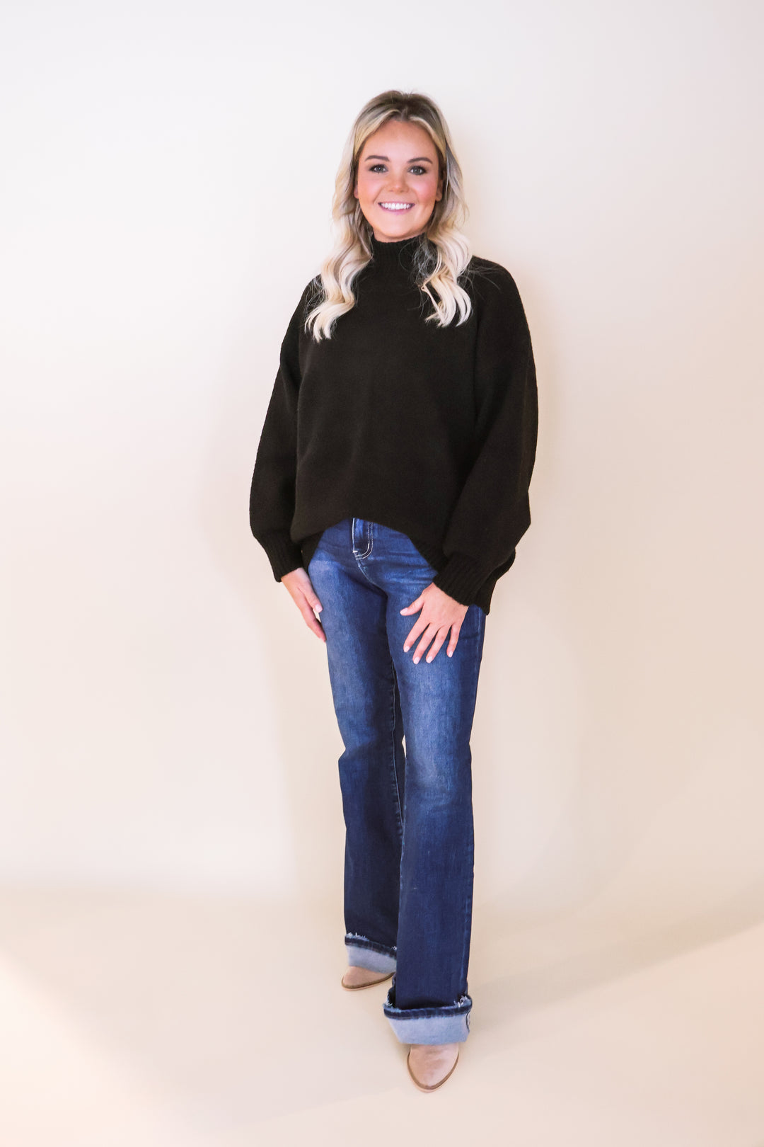 Timeless Mock Neck Sweater - Black