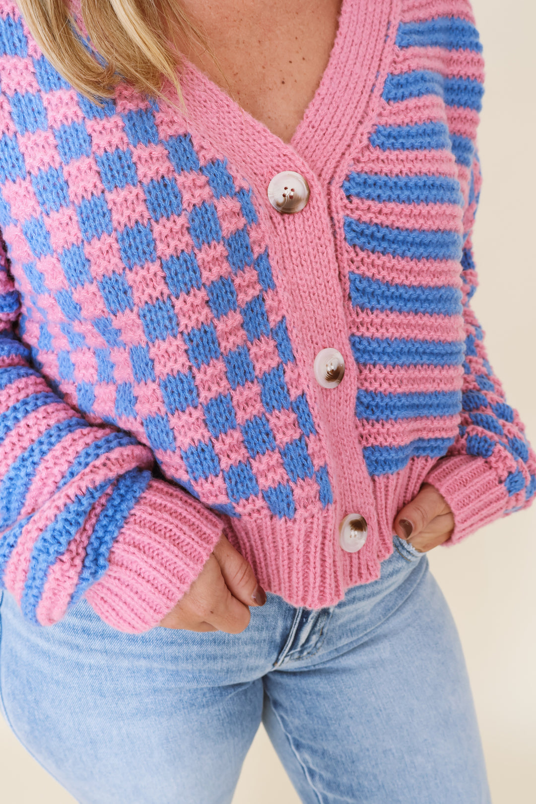 Checkmate Cozy Cardigan - Mauve