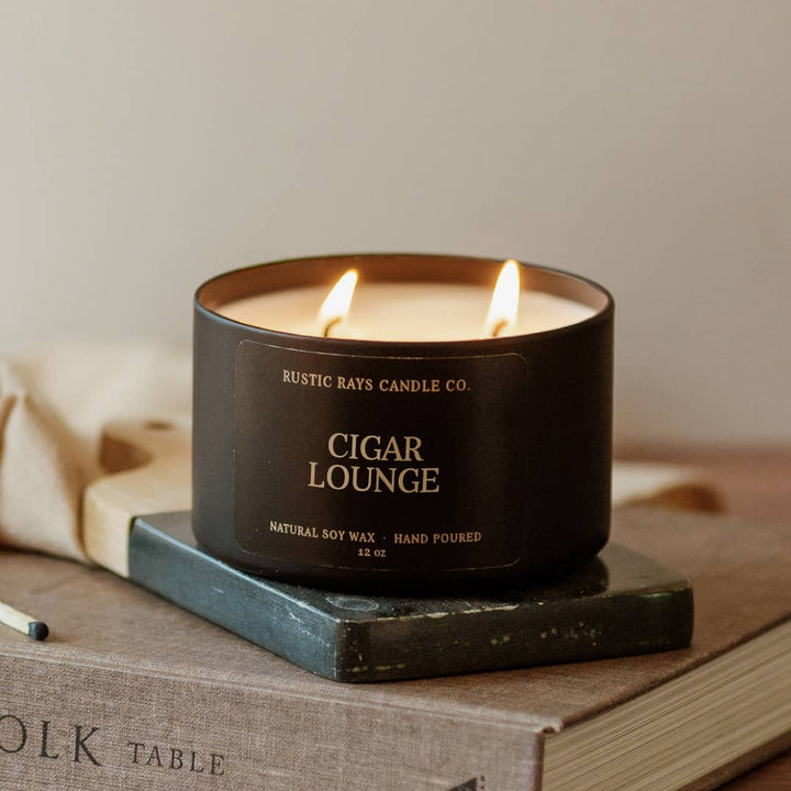 Cigar Lounge 12 oz Soy Candle - Home Decor & Gifts