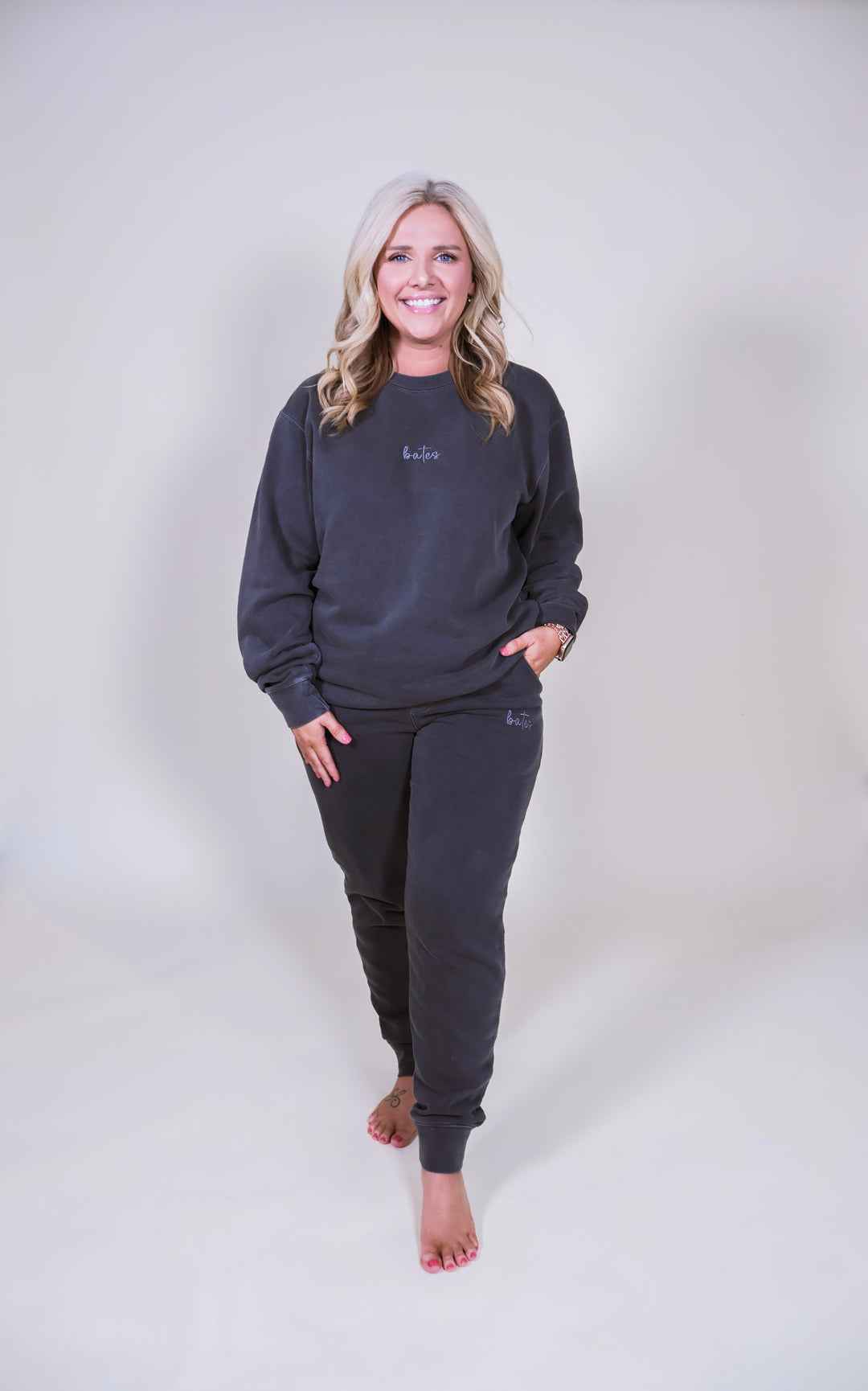 Made-to-Order Bates Embroidered Joggers - Black