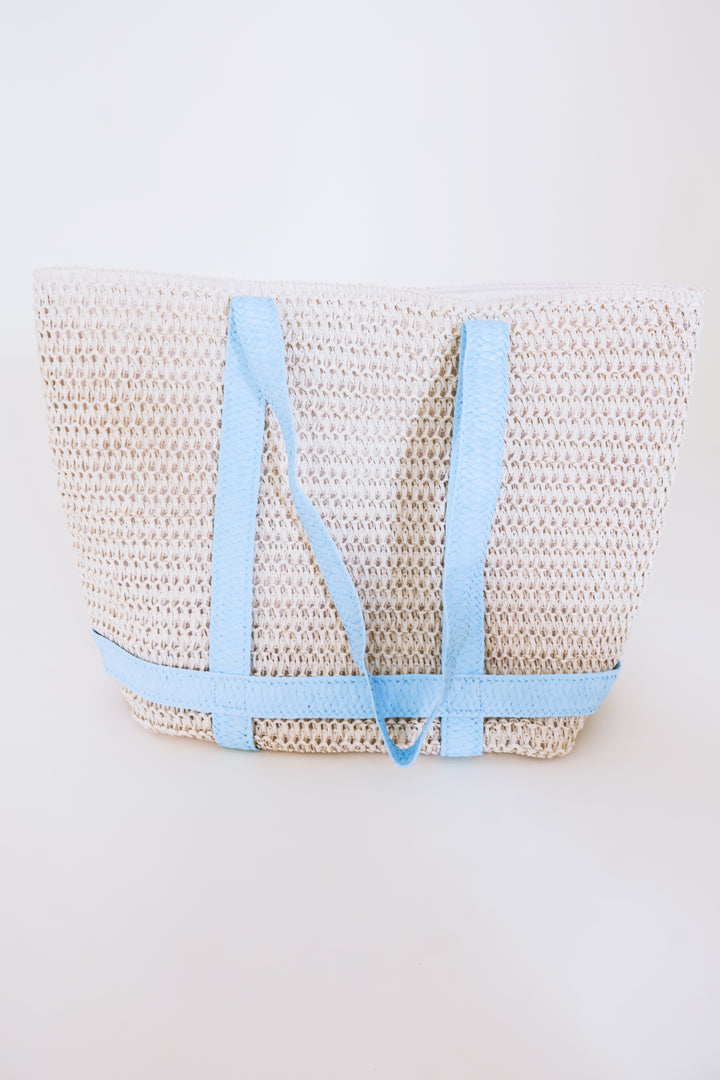 Brittney Beach Tote - Natural/Palace Blue