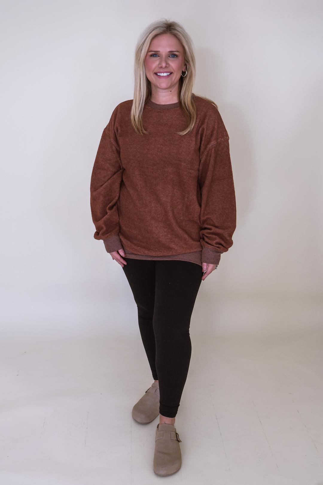 Olly Oversized Casual Sweatshirt - Chestnut