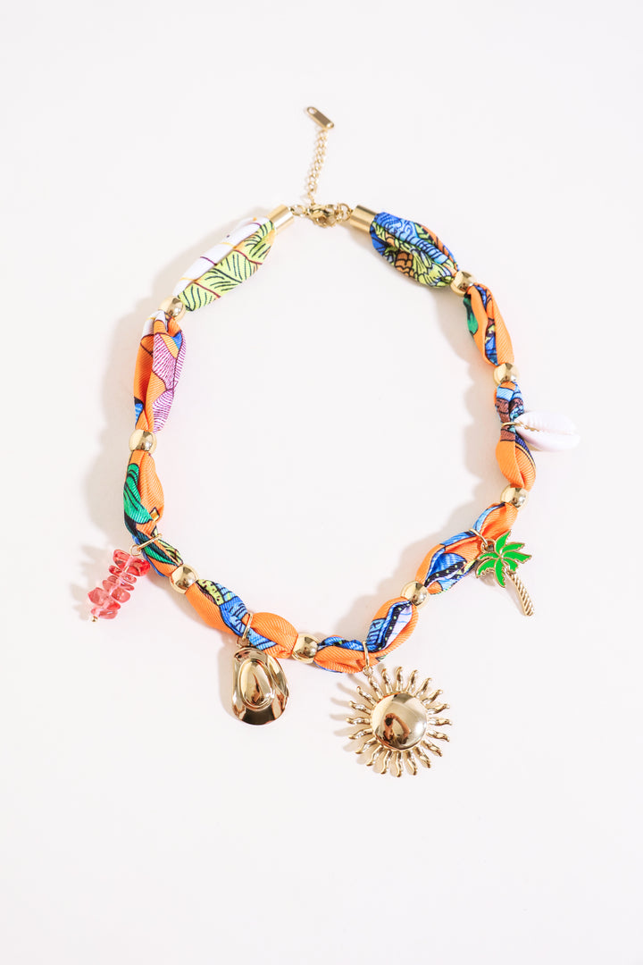 Tropical Bandana Necklace - Blue