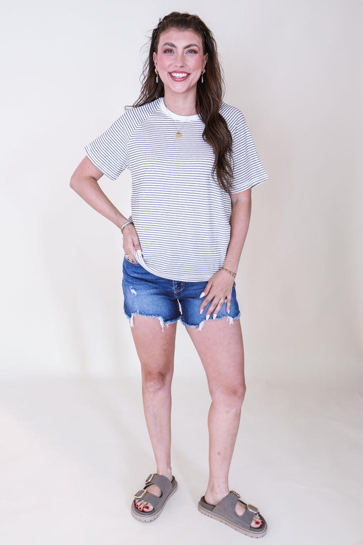 Textured Striped Tee - Cream