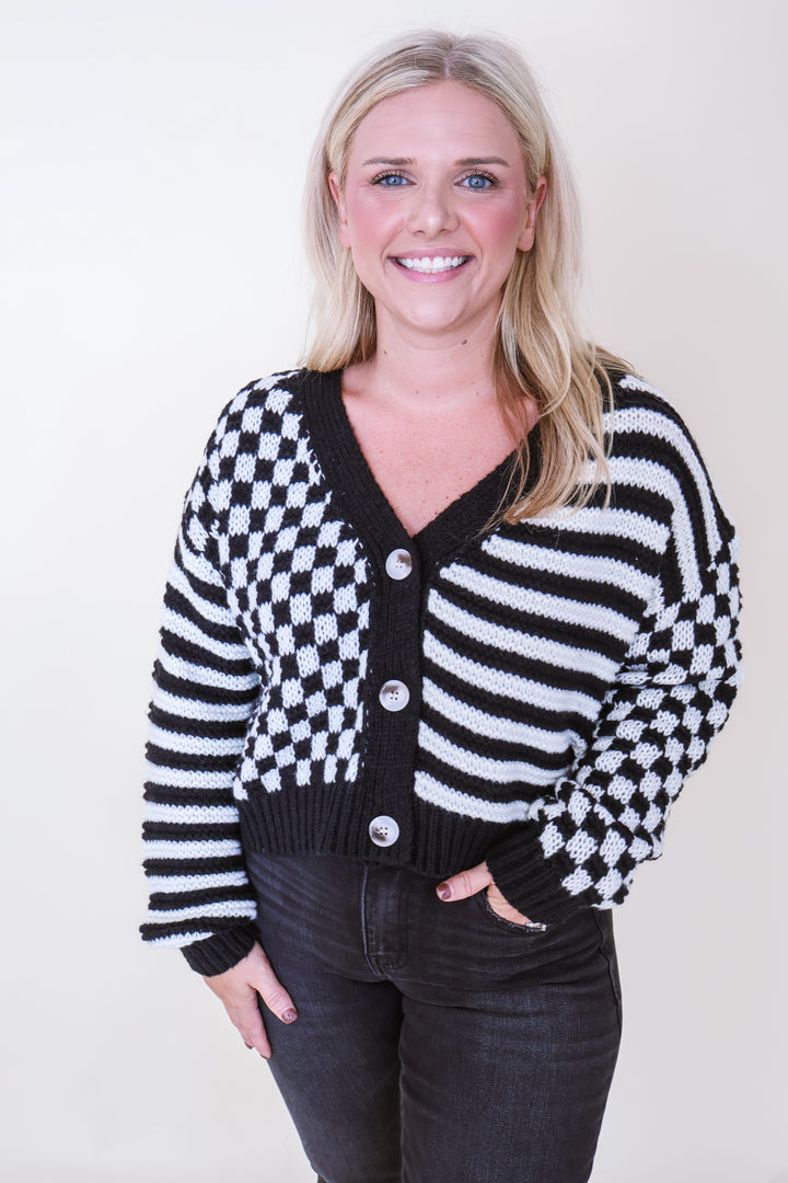 Checkmate Cozy Cardigan - Black