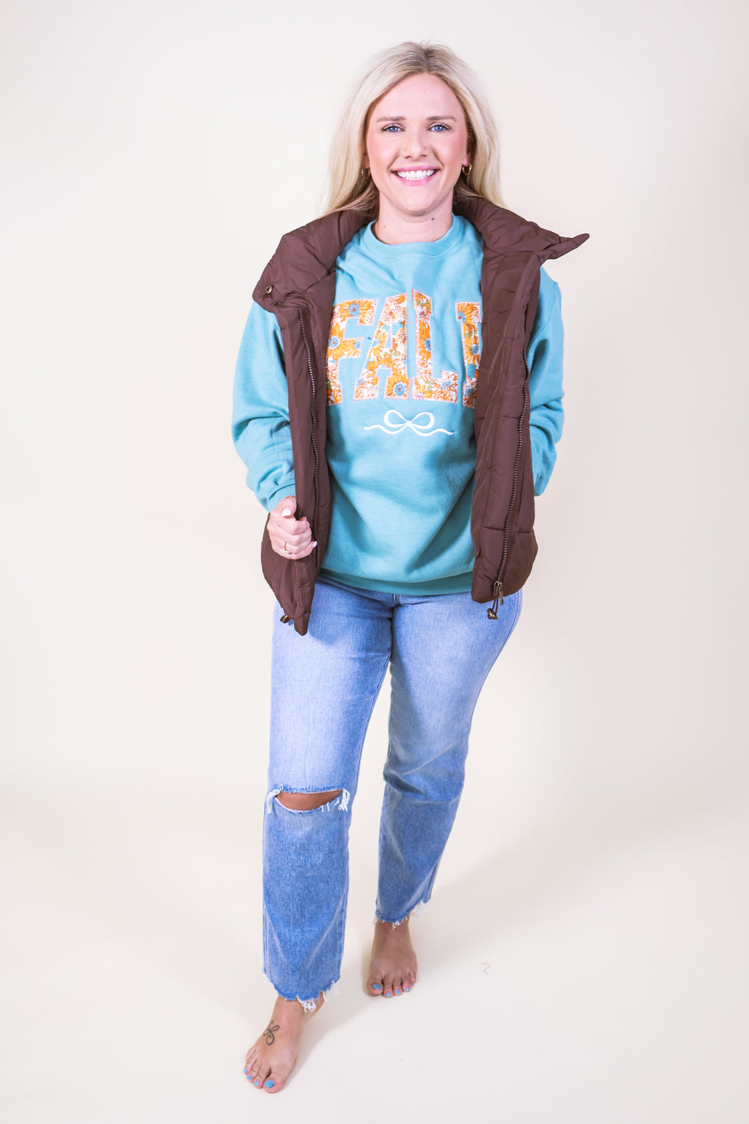 Pumpkin Fall Bow Coquette Sweatshirt