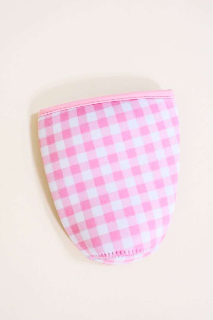 Iced Coffee Medium Drink Sleeve - Pink Plaid