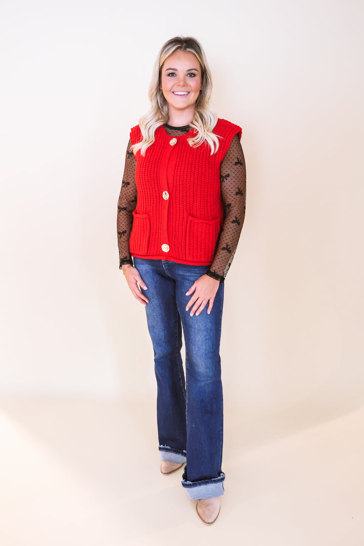 Modern Edge Sweater Vest - Red