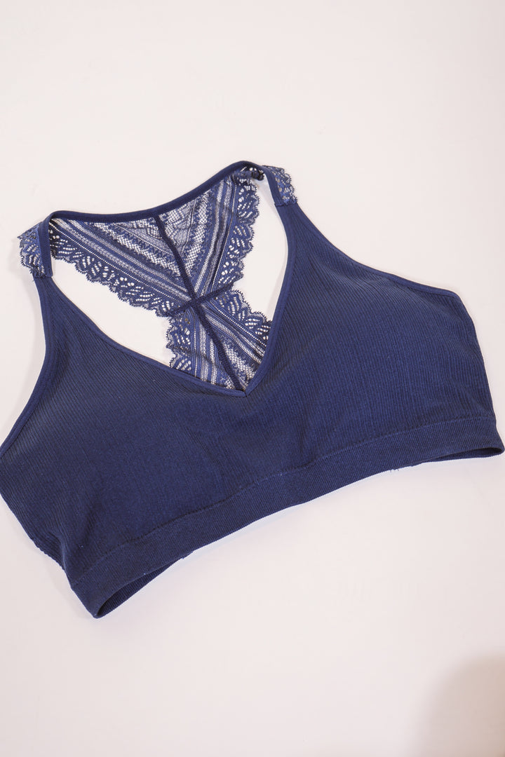 Lace Racerback Bralette - Blue