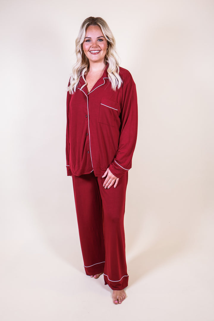 Slumber Party Pajama Set - Burgundy