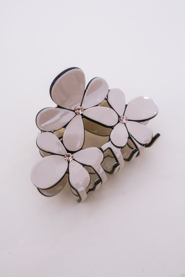 Flower Hair Claw - Beige