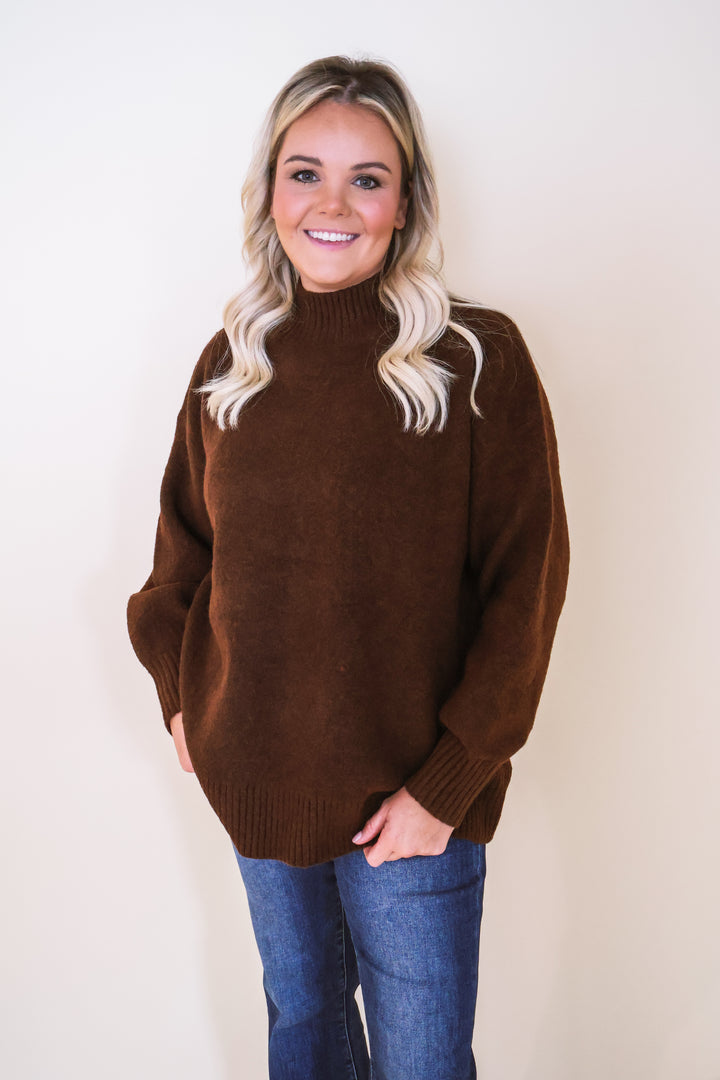 Timeless Mock Neck Sweater - Brown