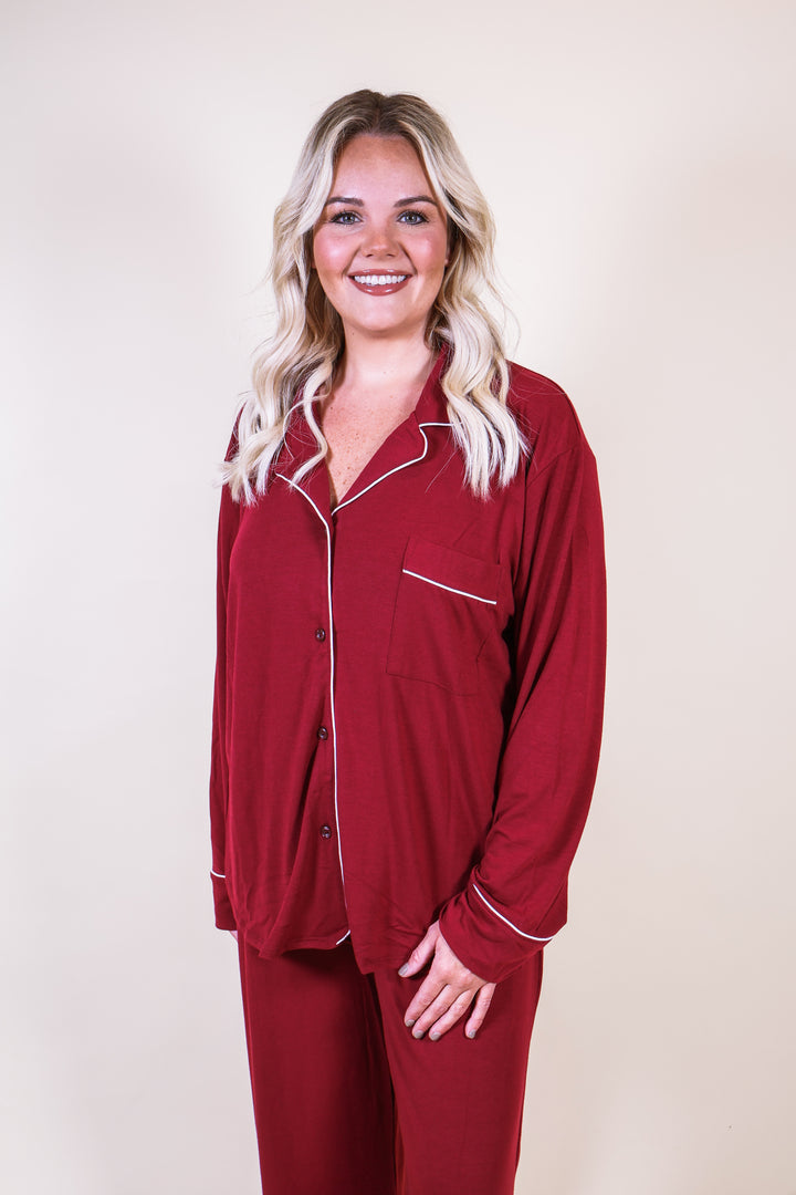 Slumber Party Pajama Set - Burgundy