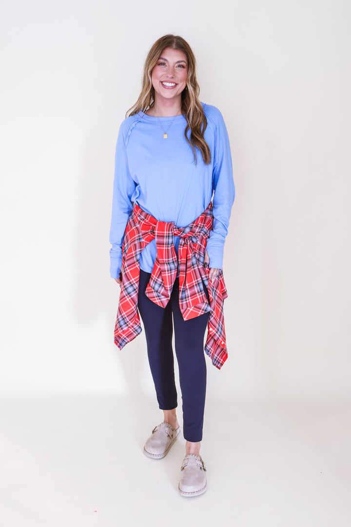 Oversized Plaid Button Down Shirt - Red