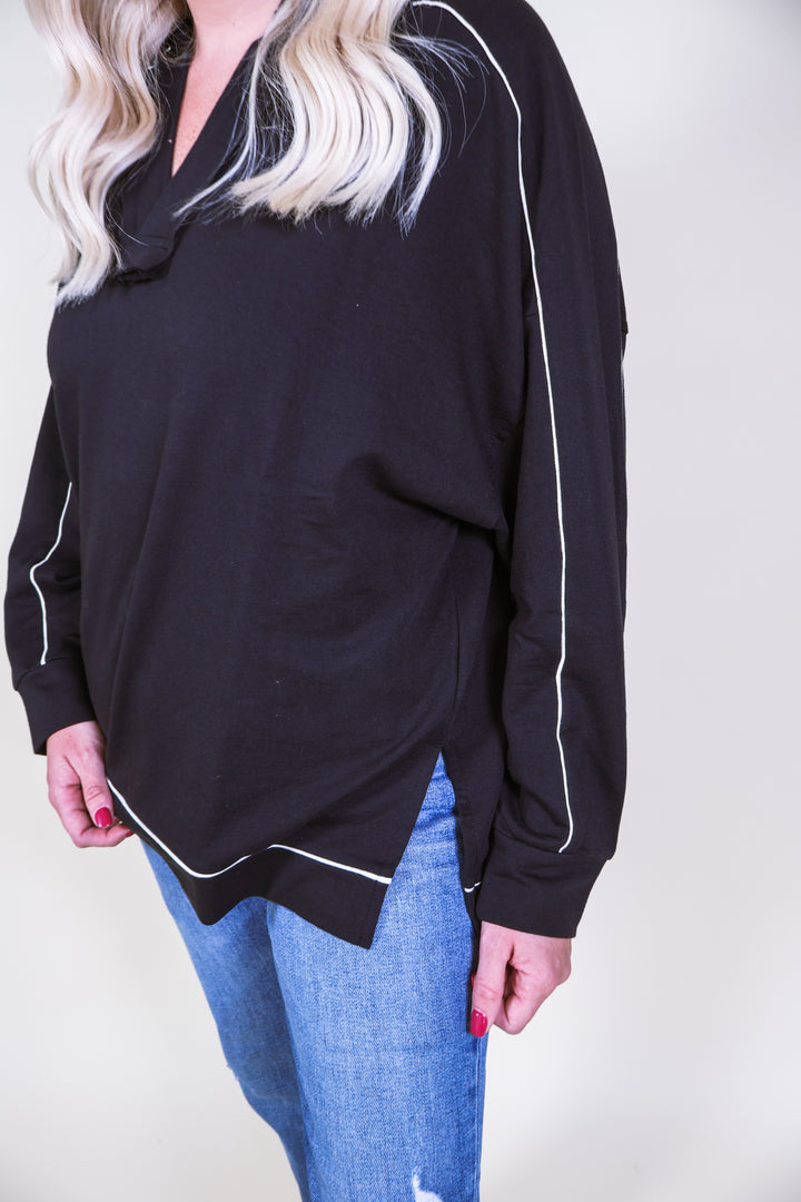 CoastLine Collared Pullover - Black