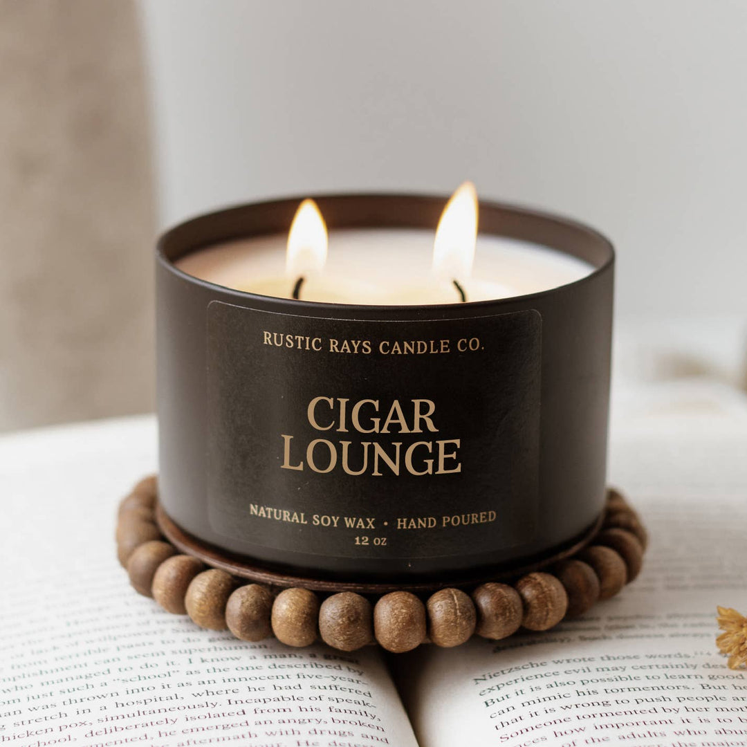 Cigar Lounge 12 oz Soy Candle - Home Decor & Gifts