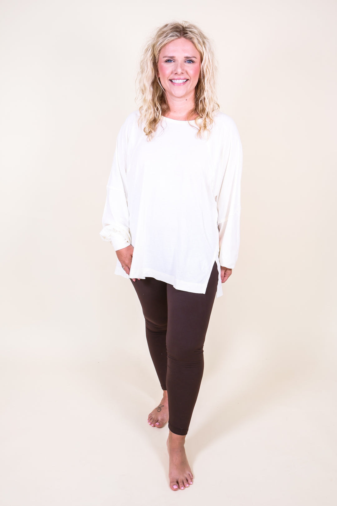 Easy Street Oversized Top - Cream