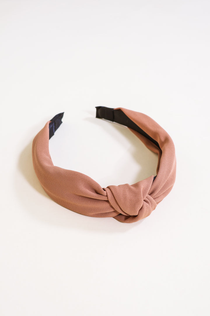 Knit Knotted Headband - Coffee