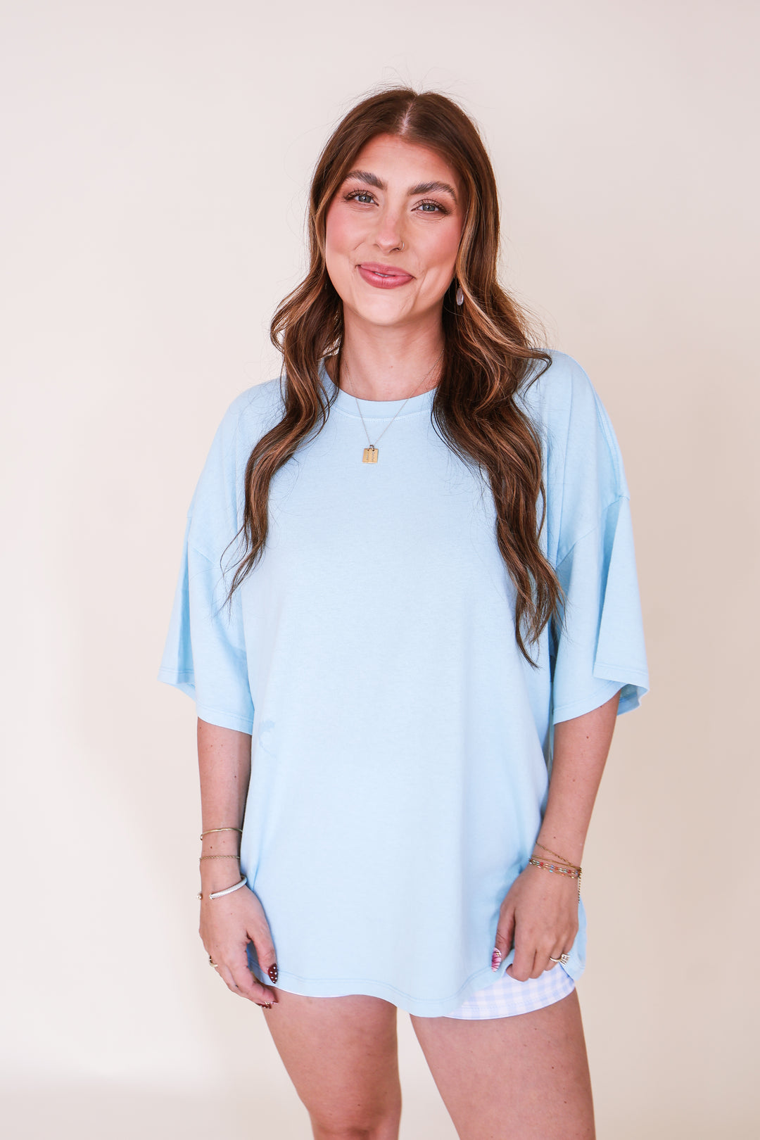 Oversized Mineral Wash T-Shirt - Blue