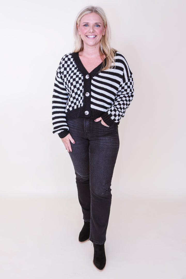 Checkmate Cozy Cardigan - Black