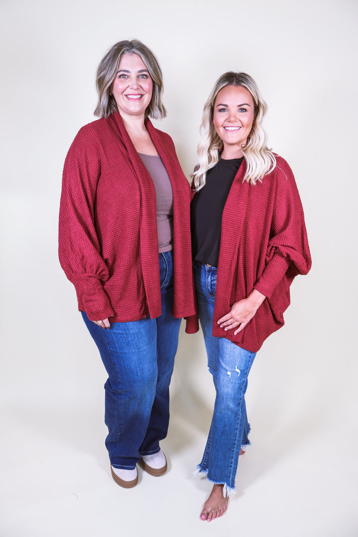 Sunset Stroll Knit Cardigan - Wine