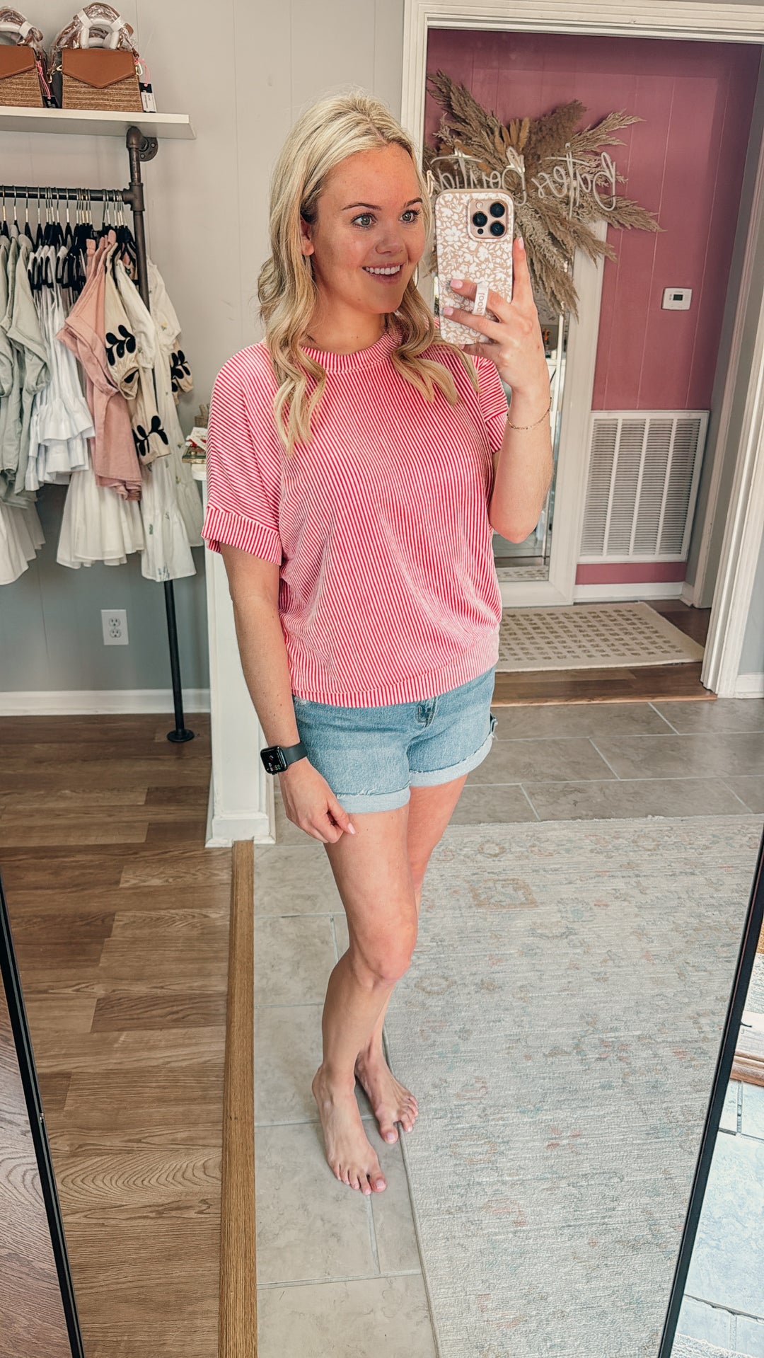Straight Lines Top - Hot Pink