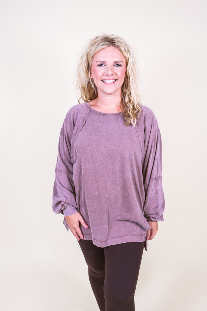Easy Street Oversized Top - Chestnut